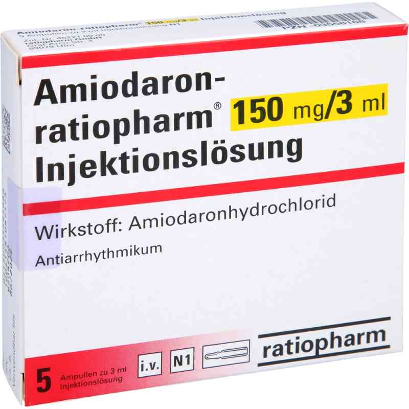 Amiodaron ratiopharm 150mg/3ml Injektionslösung 5 stk von ratiopharm GmbH PZN 03558168