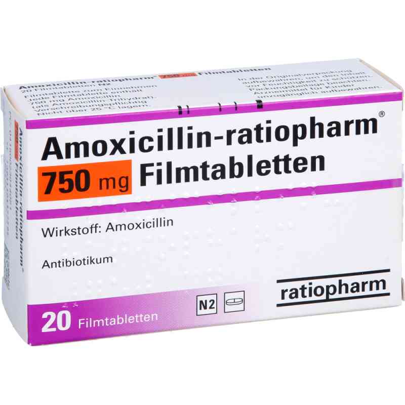 Amoxicillin-ratiopharm 750mg 20 stk von ratiopharm GmbH PZN 02394405