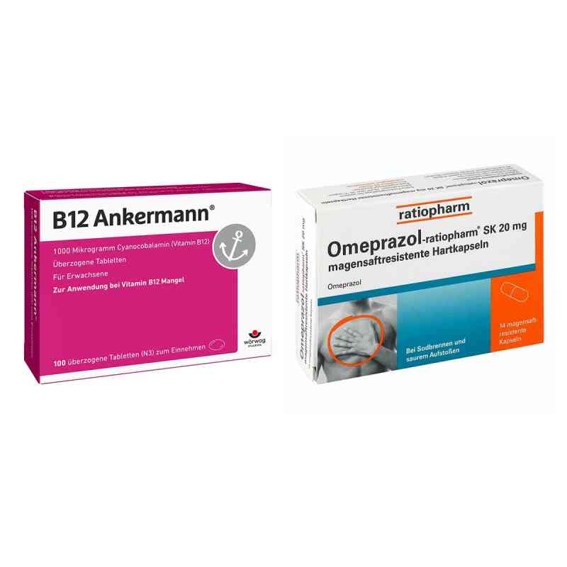 B12 Ankermann überzogene Tabletten + Omeprazol-ratiopharm Sk 20  100 + 14 stk von  PZN 08105434