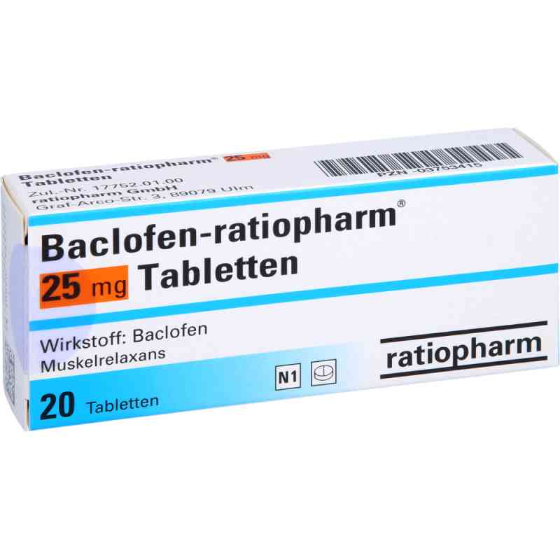 Baclofen ratiopharm 25 mg Tabletten 20 stk von ratiopharm GmbH PZN 03753415