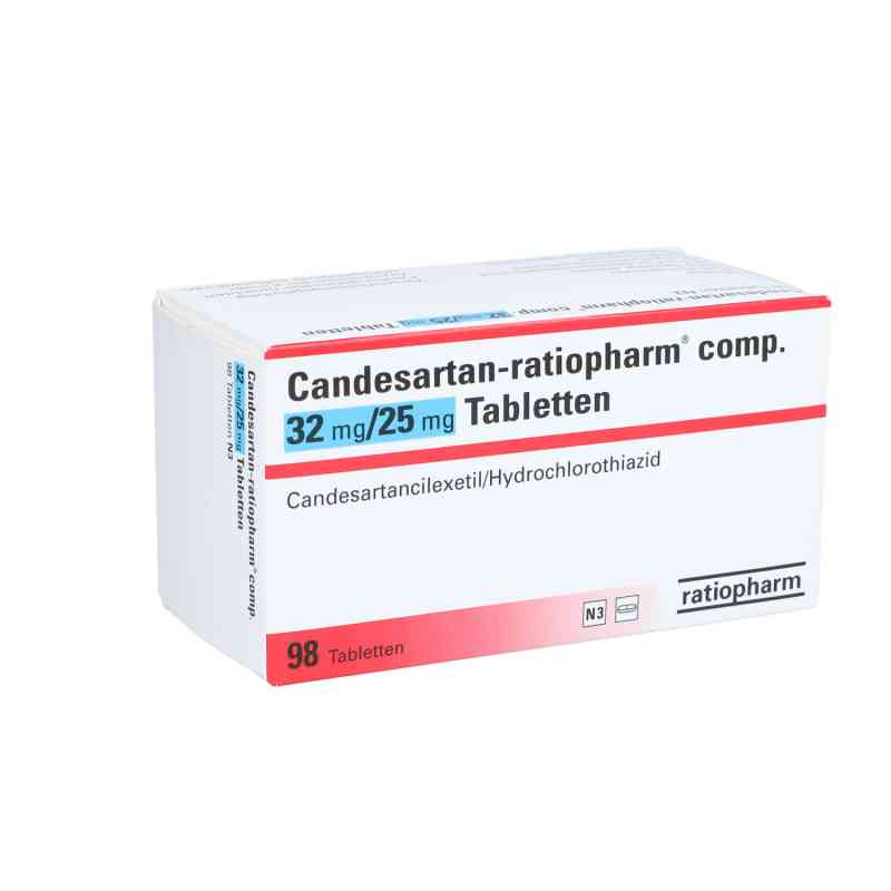 Candesartan-ratiopharm compositus 32mg/25mg 98 stk von ratiopharm GmbH PZN 09068301