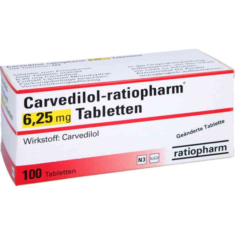 Carvedilol-ratiopharm 6,25mg 100 stk von ratiopharm GmbH PZN 10715935