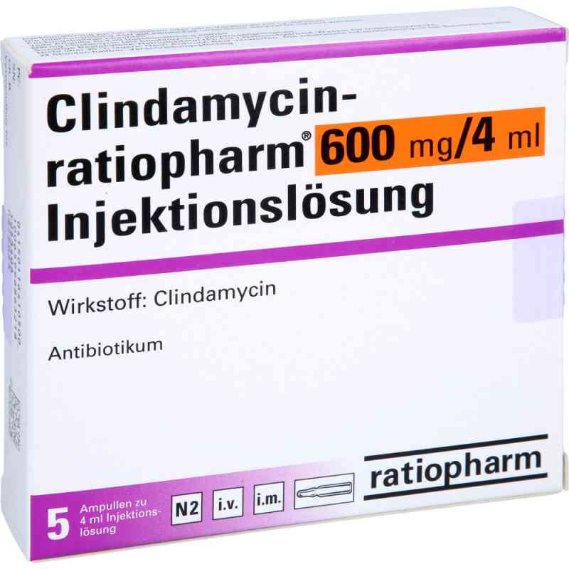 Clindamycin ratiopharm 600mg/4ml iniecto l.amp.o.alk. 5 stk von ratiopharm GmbH PZN 11641050