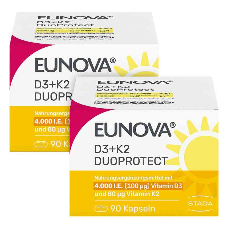 Eunova DuoProtect Vitamin D3+K2 4000IE/80UG 2X90 stk von STADA Consumer Health Deutschland GmbH PZN 18240319