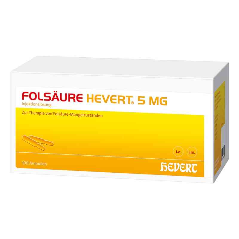 Folsäure Hevert 5 mg Ampullen 100X2 ml von Hevert-Arzneimittel GmbH & Co. KG PZN 04375458