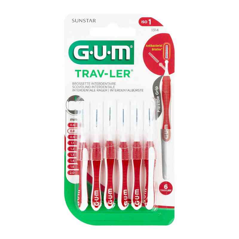GUM TRAV-LER 0,8 mm rot (Kerze)  6 stk von Sunstar Deutschland GmbH PZN 09714445
