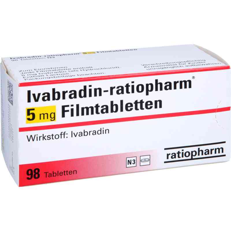 Ivabradin ratiopharm 5 mg Filmtabletten 98 stk von ratiopharm GmbH PZN 13586912
