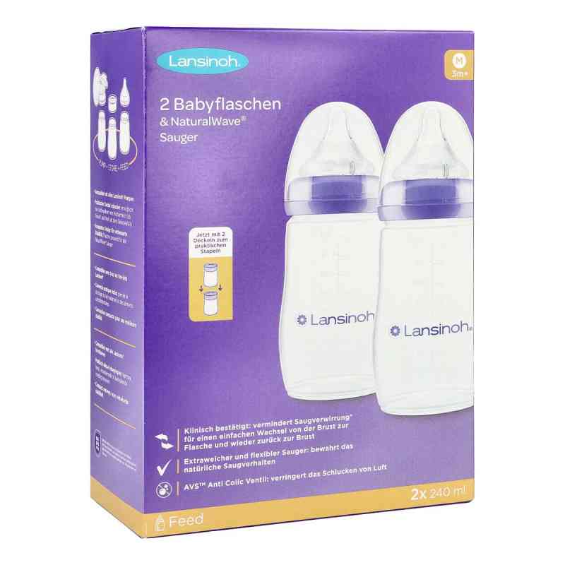 Lansinoh Naturalwave Babyflaschen 240ml & Sauger M 2 stk von Lansinoh Laboratories Inc. Niederlassung Deutschla PZN 18771614