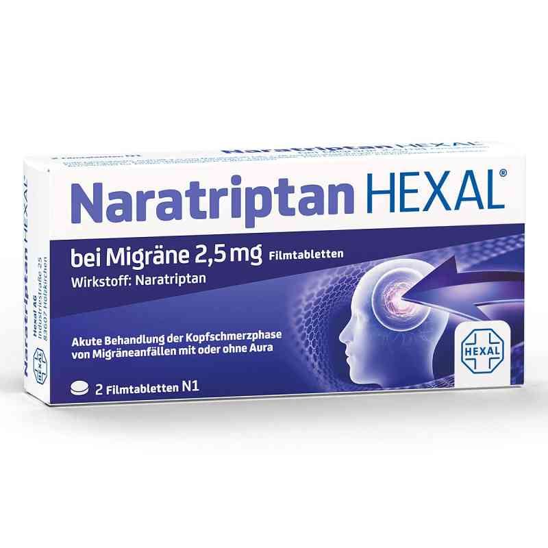 Naratriptan HEXAL® bei Migräne 2,5 mg Filmtabletten 2 stk von Hexal AG PZN 09334719