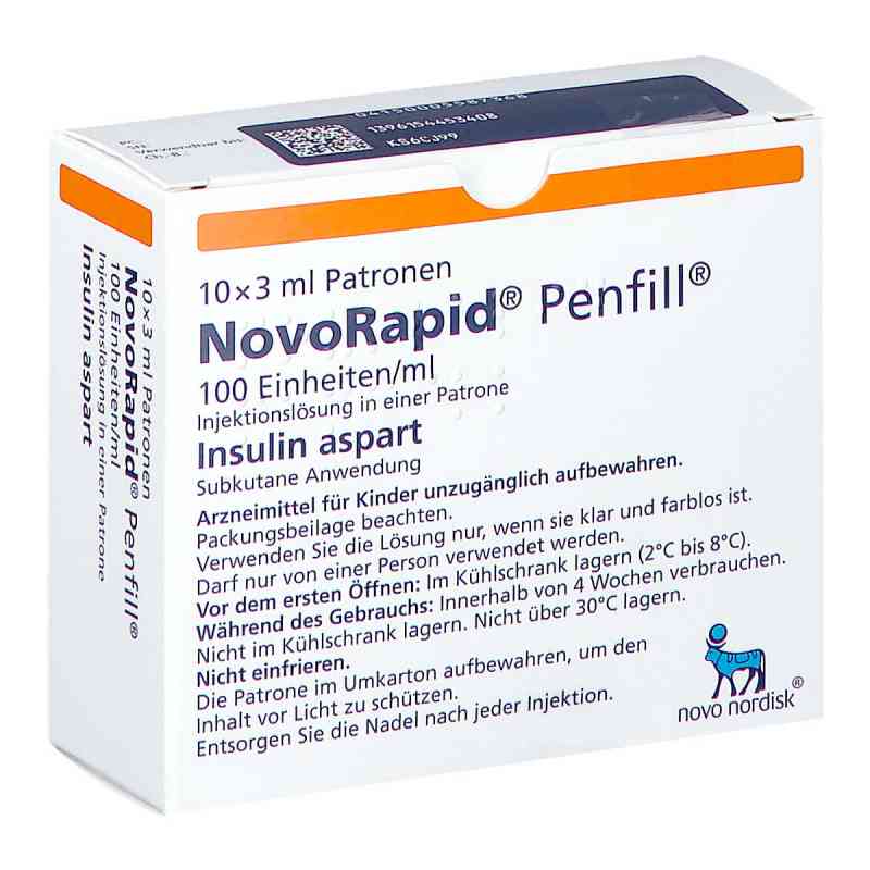 NovoRapid Penfill 100 Einheiten/ml 3ml 10X3 ml von Novo Nordisk Pharma GmbH PZN 00558736