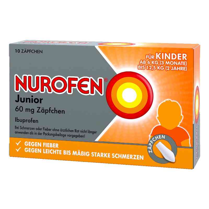 NUROFEN Junior 60 mg Zäpfchen für Kinder 10 stk von Reckitt Benckiser Deutschland GmbH PZN 04085246
