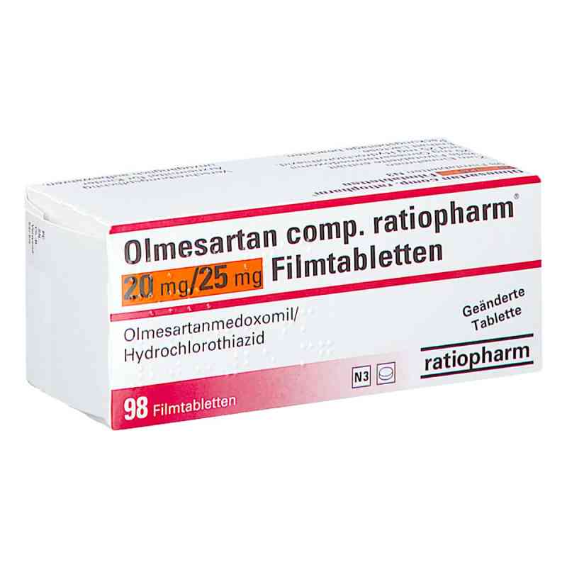 Olmesartan compositus ratiopharm 20/25 mg Filmtabletten 98 stk von ratiopharm GmbH PZN 12366663