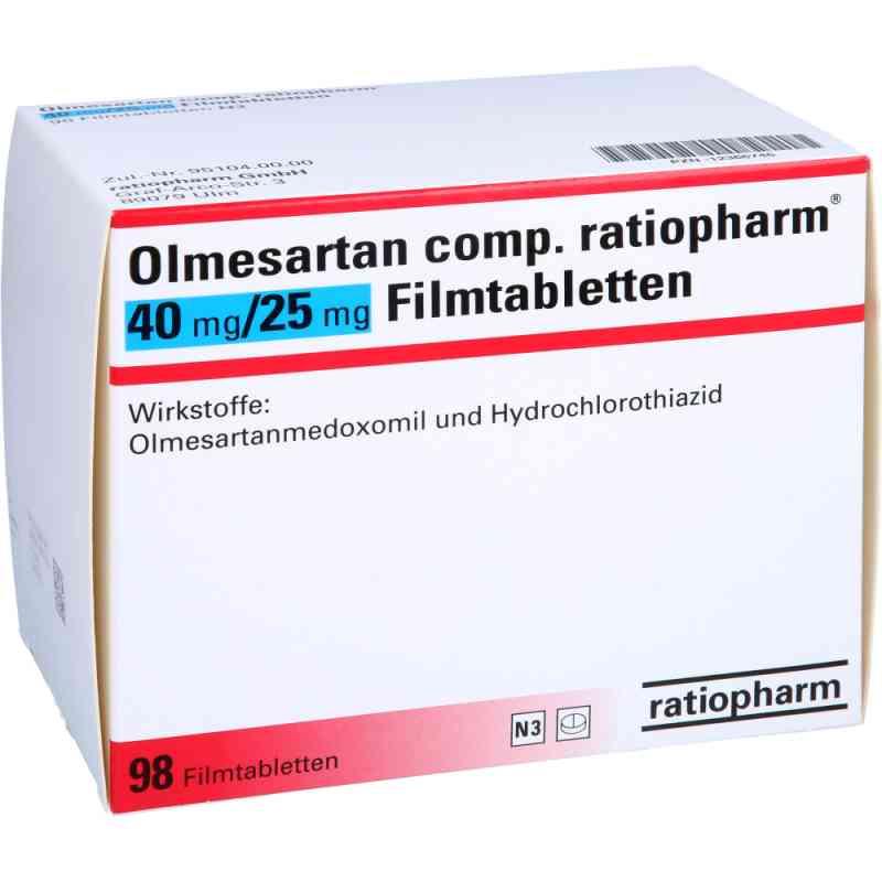 Olmesartan compositus ratiopharm 40/25 mg Filmtabletten 98 stk von ratiopharm GmbH PZN 12366746