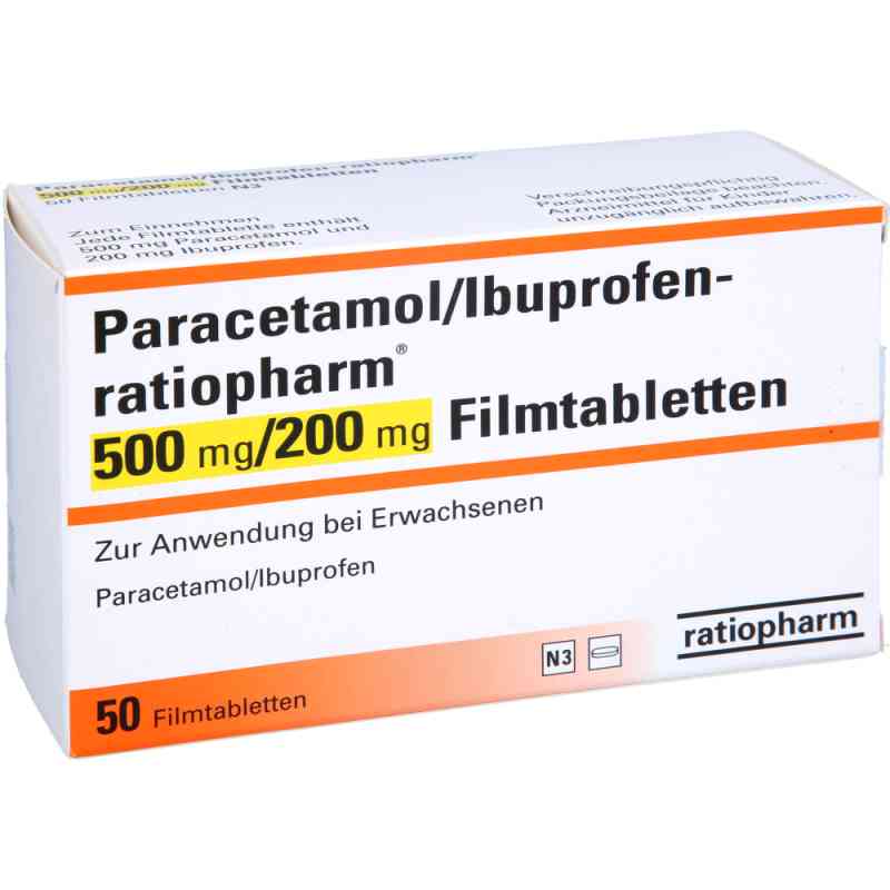 Paracetamol/ibuprofen-ratiopharm 500 mg/200 mg Fta 50 stk von ratiopharm GmbH PZN 16783493