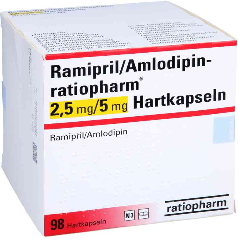 Ramipril/amlodipin ratiopharm 2,5 mg/5 mg Hartkps. 98 stk von ratiopharm GmbH PZN 13752724