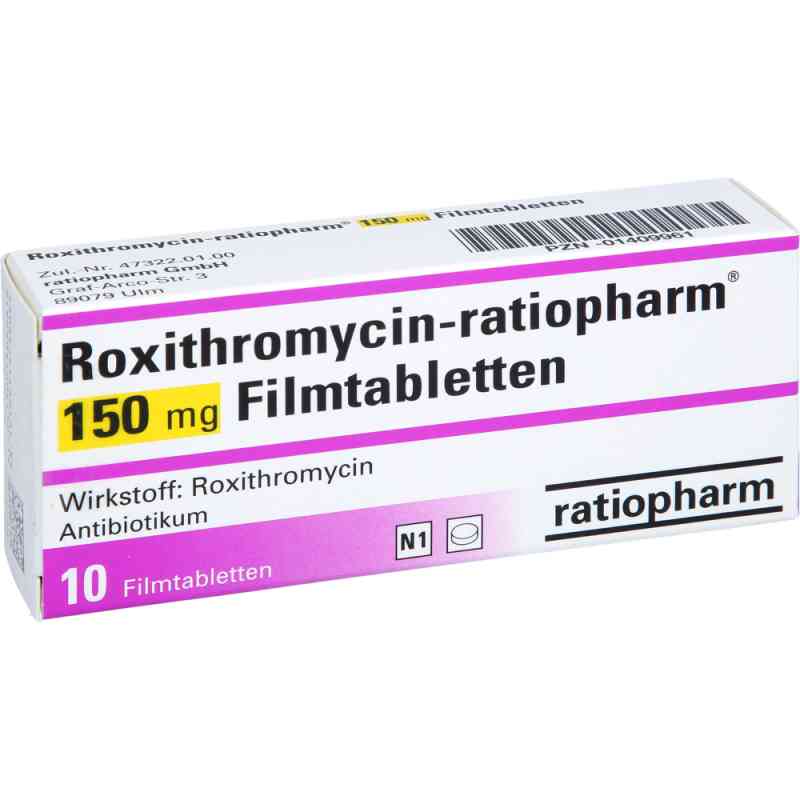 Roxithromycin-ratiopharm 150mg 10 stk von ratiopharm GmbH PZN 01409961