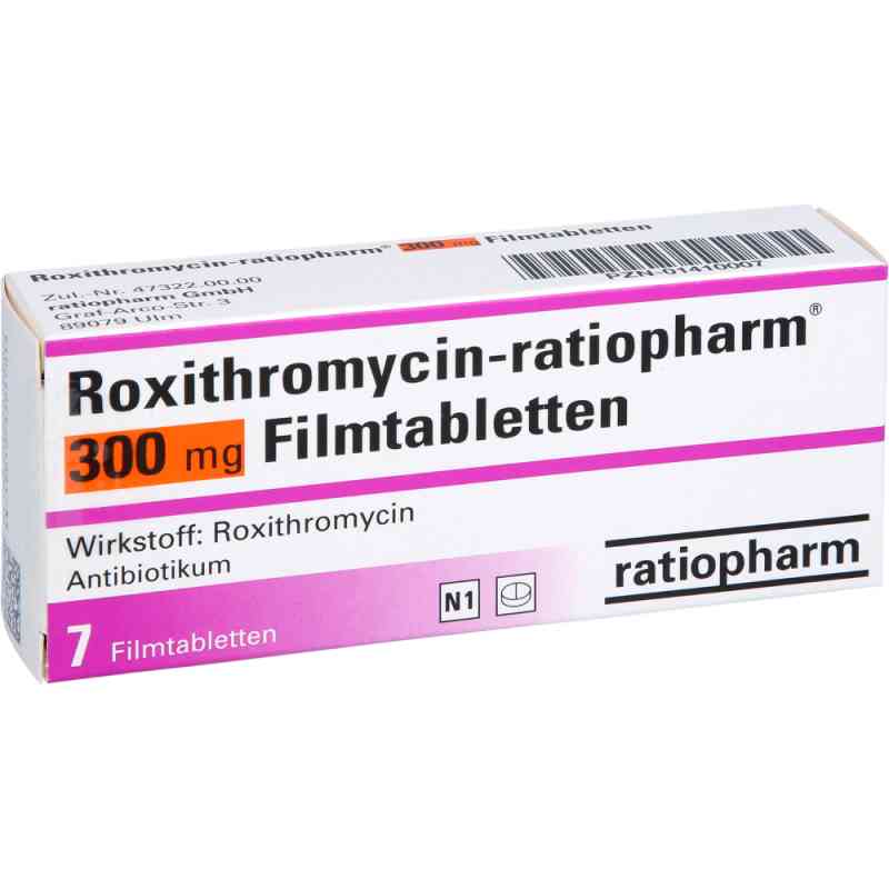 Roxithromycin-ratiopharm 300mg 7 stk von ratiopharm GmbH PZN 01410007