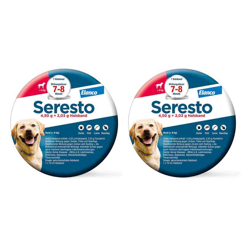 Seresto Halsband für grosse Hunde über 8 kg 2x1 stk von Elanco Deutschland GmbH PZN 08102640