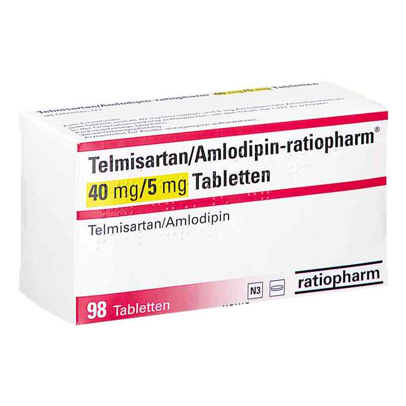 Telmisartan/amlodipin-ratiopharm 40 Mg/5 Mg Tabletten 98 stk von ratiopharm GmbH PZN 17840483