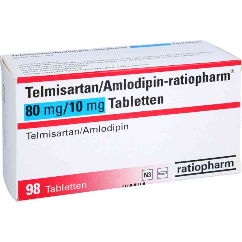 Telmisartan/amlodipin-ratiopharm 80 Mg/10 Mg Tabletten 98 stk von ratiopharm GmbH PZN 17840454