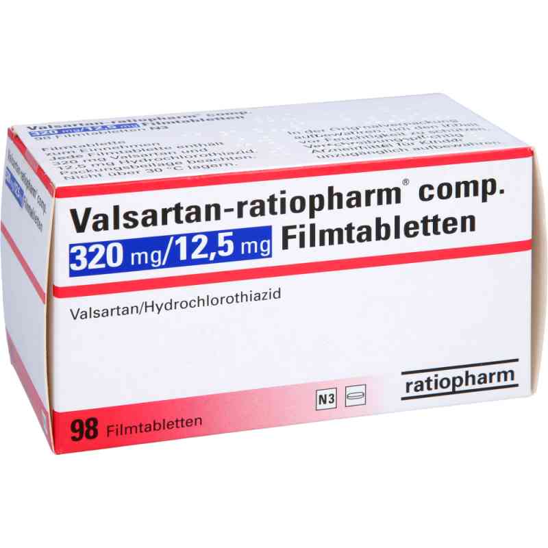 Valsartan-ratiopharm compositus 320mg/12,5mg 98 stk von ratiopharm GmbH PZN 06906753