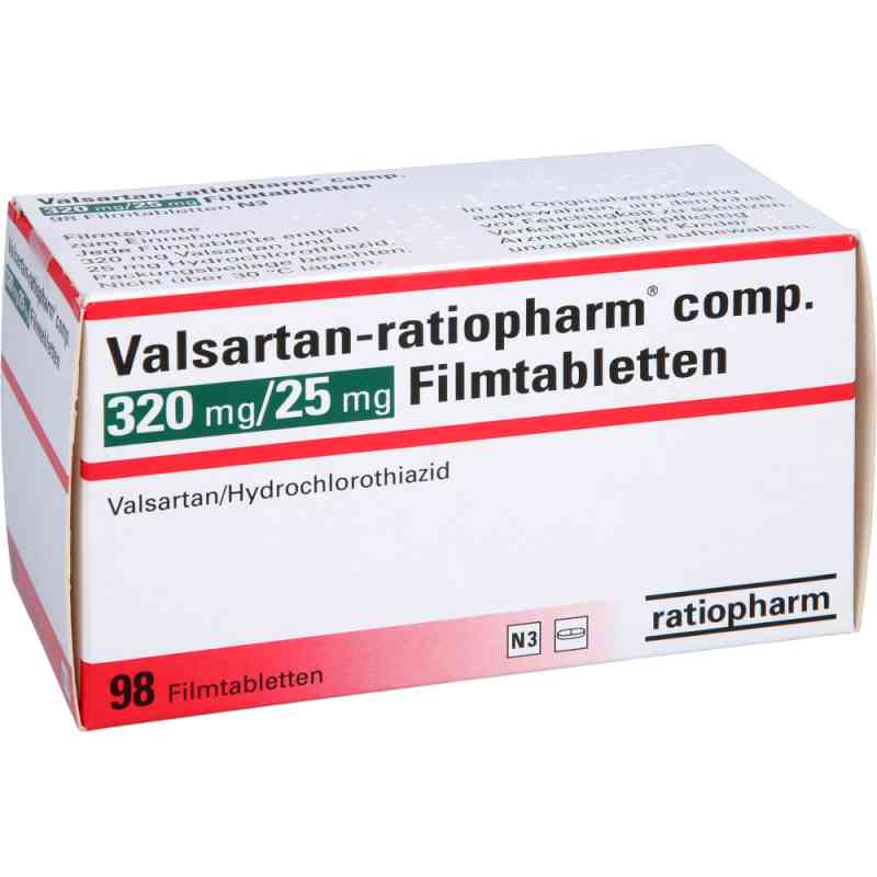 Valsartan-ratiopharm compositus 320mg/25mg 98 stk von ratiopharm GmbH PZN 06906842