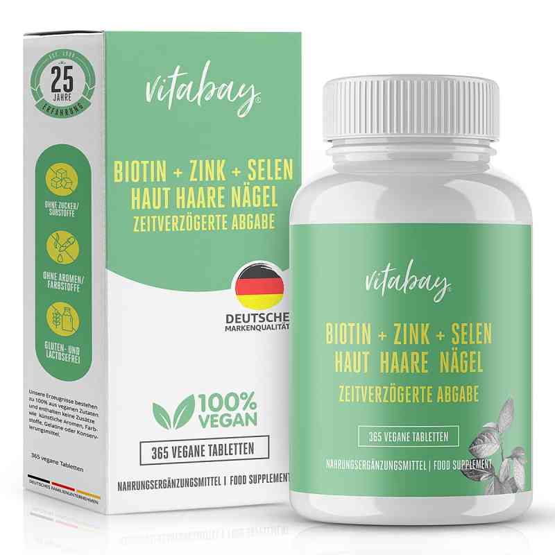 Vitabay D-Biotin 10 mg Depot + Selen 110 mcg + Zink 10 mg Tablet 365 stk von Vitabay CV PZN 19307103