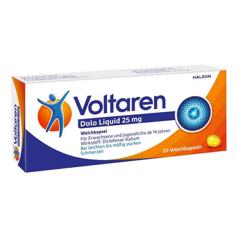 Voltaren Dolo Liquid 25mg Weichkapsel mit Diclofenac 20 stk von Haleon Germany GmbH PZN 05023939
