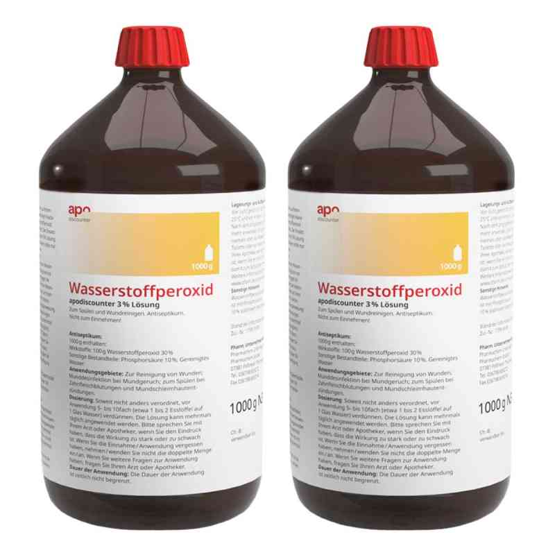 Wasserstoffperoxid Lösung 3% 1000 g (1L) von apodiscounter 2x1000 g von apo.com Group GmbH PZN 08102312
