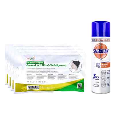 4x Hotgen Coronavirus Nasentest + Sagrotan Hygiene-spray 1 stk von  PZN 08102340