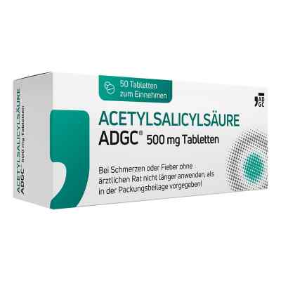 Acetylsalicylsäure ADGC 500 Mg Tabletten 50 stk von Zentiva Pharma GmbH PZN 17526427