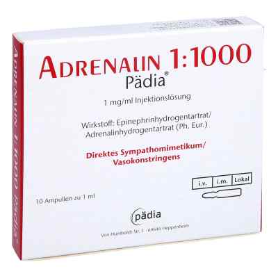 Adrenalin 1:1.000 Pädia 1 Mg/ml Injektionslösung 10X1 ml von Pädia GmbH PZN 16824418