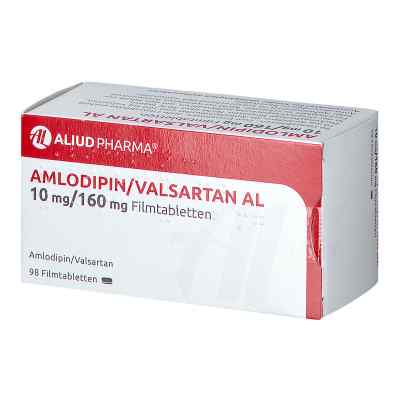 Amlodipin/valsartan Al 10 mg/160 mg Filmtabletten 98 stk von ALIUD Pharma GmbH PZN 13947942