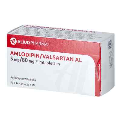 Amlodipin/valsartan Al 5 mg/80 mg Filmtabletten 98 stk von ALIUD Pharma GmbH PZN 13947876