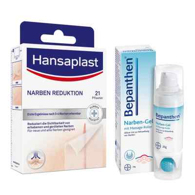 Bepanthen Narben Gel mit Massageroller + Hansaplast Pflaster zur 1 Pck von  PZN 08102087