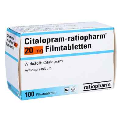 Citalopram-ratiopharm 20mg 100 stk von ratiopharm GmbH PZN 01409487