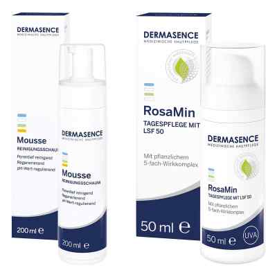 Dermasence Mousse Reinigungsschaum & RosaMin Tagespflege LSF50 1 Pck von Medicos Kosmetik GmbH & Co. KG PZN 08104520