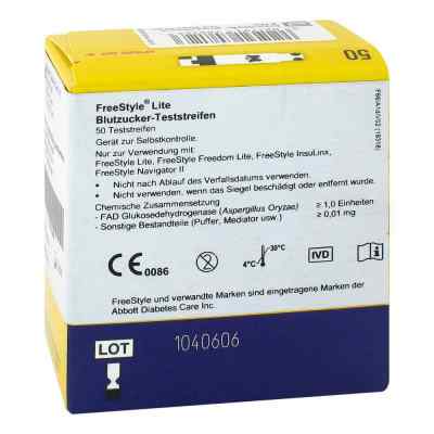 Freestyle Lite Teststreifen ohne Codieren 50 stk von axicorp Pharma GmbH PZN 01156684