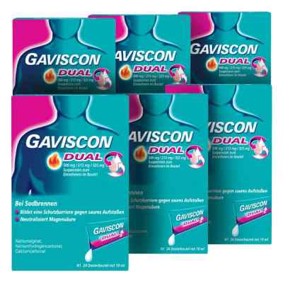 GAVISCON Dual 500 mg, 213 mg, 325 mg Suspension Dosierbeutel 6x24x10 ml von Reckitt Benckiser Deutschland Gm PZN 08100016