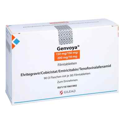 Genvoya 150 mg/150 mg/200 mg/10 mg Filmtabletten 3X30 stk von Gilead Sciences GmbH PZN 11531120