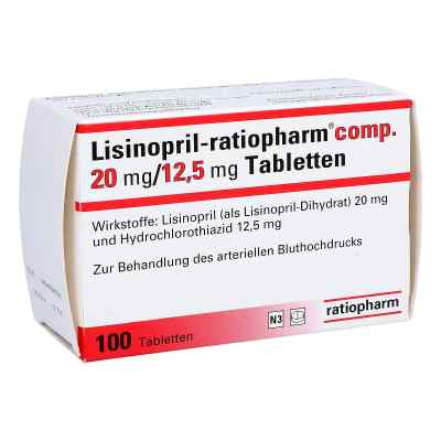 Lisinopril-ratiopharm compositus 20mg/12,5mg 100 stk von ratiopharm GmbH PZN 01667114