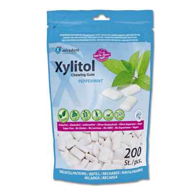 Miradent Xylitol Zahnpflegekaugummi Pfefferminz Refill 200 stk von Hager Pharma GmbH PZN 17456939