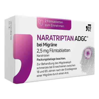 Naratriptan ADGC® bei Migräne 2,5 mg Filmtabletten 2 stk von Zentiva Pharma GmbH PZN 18498549