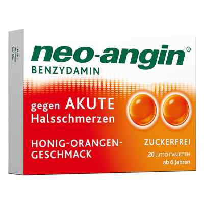 Neo Angin Benzydamin gegen akute Halsschmerzen Honig-Orangengesc 20 stk von MCM KLOSTERFRAU Vertr. GmbH PZN 11160161