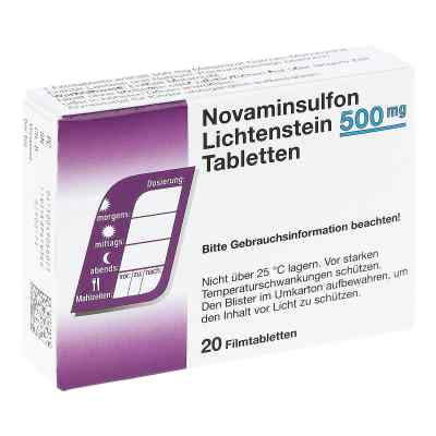 Novaminsulfon Lichtenst.500 mg Filmtabletten 20 stk von Zentiva Pharma GmbH PZN 04906602