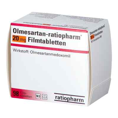 Olmesartan ratiopharm 20 mg Filmtabletten 98 stk von ratiopharm GmbH PZN 11856738