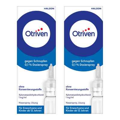 Otriven gegen Schnupfen 0,1% Nasenspray (Dosierspray) 2x10 ml von Haleon Germany GmbH PZN 08100798