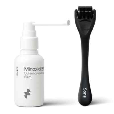 SONS Minoxidil 50mg/ml Lösung 60ml für Männer + Dermo Roller 1 Set von CAREFORSONS IRELAND LIMITED PZN 08107027