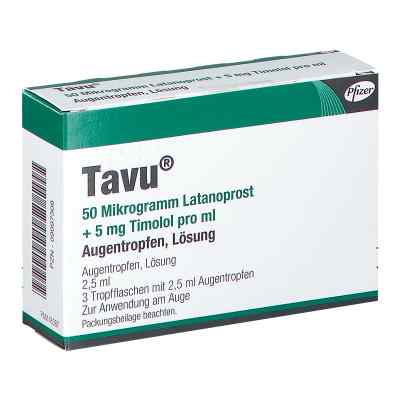 Tavu 50 [my]g Latanoprost+5 mg Timolol pro ml 3X2.5 ml von Viatris Healthcare GmbH PZN 09097308