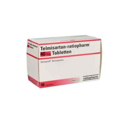 Telmisartan-ratiopharm 40mg 98 stk von ratiopharm GmbH PZN 02716889